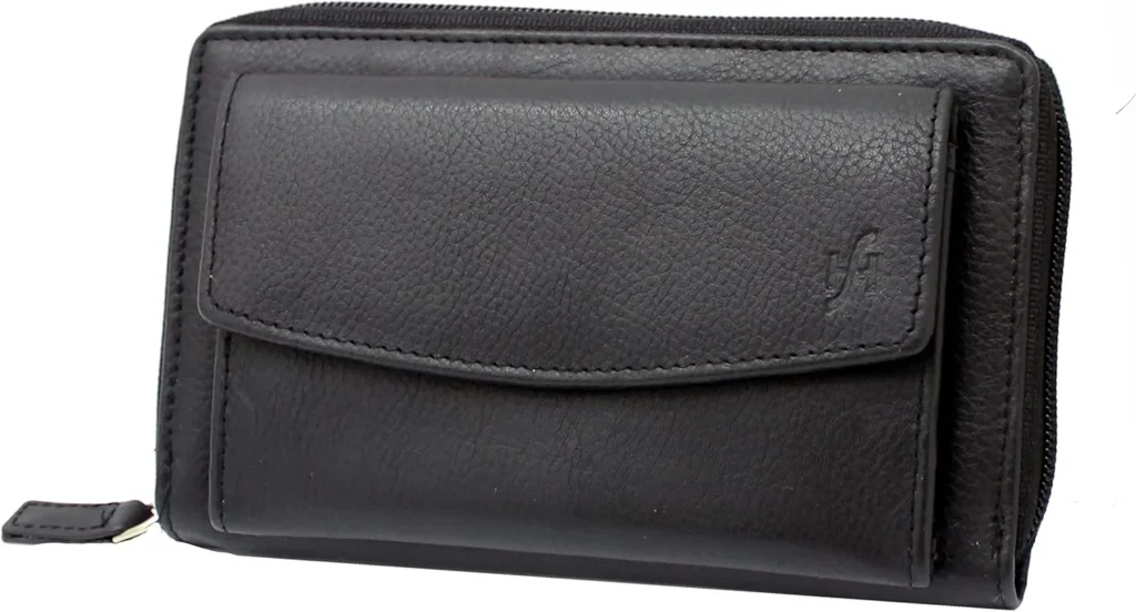 STARHIDE Women RFID Blocking Real Leather Full Zip Around Purse 5520