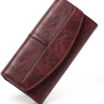 Leather RFID Blocking Wallet for Women with Zipper Pocket