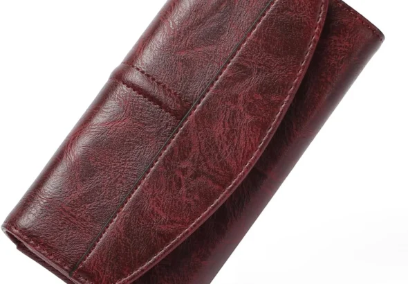 Leather RFID Blocking Wallet for Women with Zipper Pocket