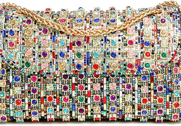Rhinestone Clutch Purse with Chain for Women