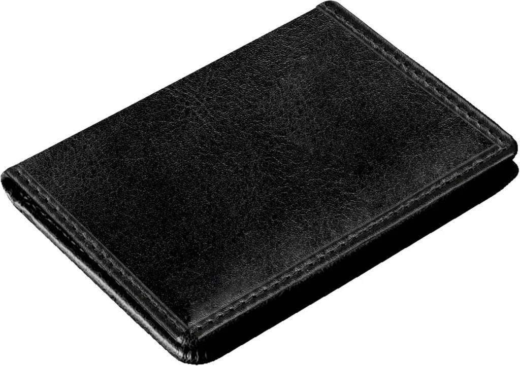 Ultra Slim RFID Blocking Leather Card Holder  Minimalist Mens Credit Card Case with 8 Slots, Secure Popper Closure, Gift-Boxed | Compact Genuine Leather Wallet 4022 (Black)