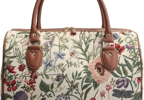 Signare Tapestry Duffle Bag Overnight Bags Weekend Bag for Women, Morning garden, M, Weekender