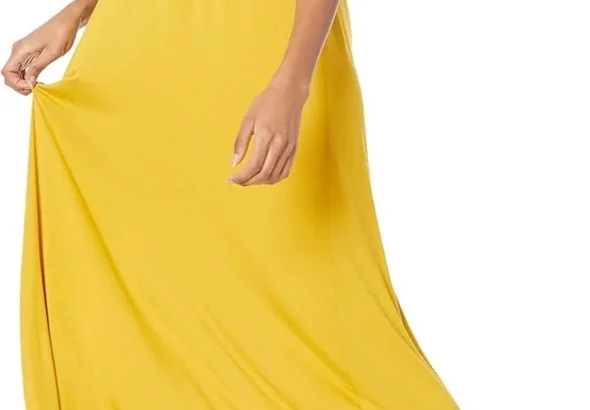 Amazon Essentials Women's Fit and Flare Waisted Jersey Maxi Dress (Available in Plus Size)