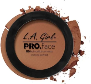 L.A. Girl PRO.Face Matte Pressed Powder, Cocoa GPP615 - Flawless, Long Lasting Matte Finish with Sheer to Buildable Coverage & Oil Control - Vegan, Travel Compact with Mirror and Sponge
