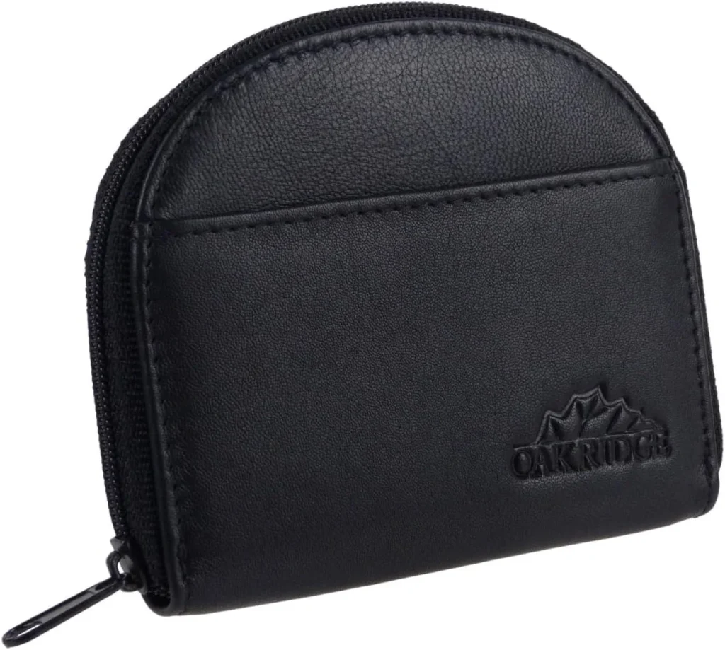 Unisex Zip-Around Coin Purse with Credit Card Slot - Black
