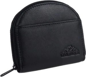 Unisex Zip-Around Coin Purse with Credit Card Slot - Black