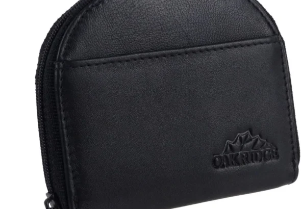 Unisex Zip-Around Coin Purse with Credit Card Slot - Black