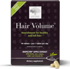 New Nordic Hair Volume 90 Tablets - Clinically Proven Growth Vitamins - Biotin, Zinc & Apple - for Women & Men