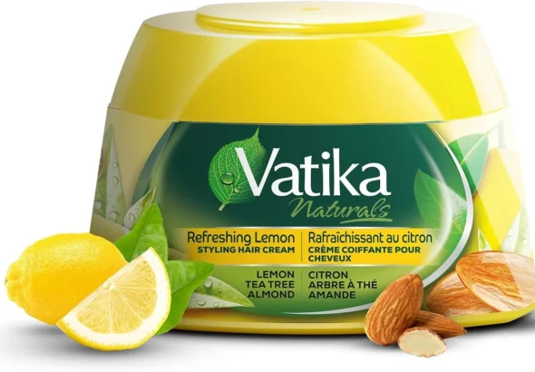 Vatika Naturals Hair Cream - Refreshing Lemon (210ml) | Enriched with Lemon, Tea Tree & Almond for Naturally Stylish, Problem-Free Hair