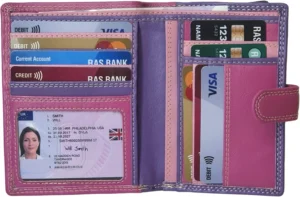 STARHIDE Multicoloured Womens Purse, RFID Blocking Compact Wallet with Extra Card Capacity, Soft Genuine Leather Medium Purse with Zip Around Coin Pocket 5535