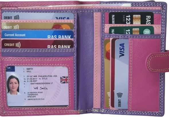 STARHIDE Multicoloured Womens Purse, RFID Blocking Compact Wallet with Extra Card Capacity, Soft Genuine Leather Medium Purse with Zip Around Coin Pocket 5535