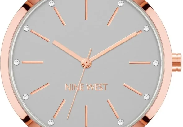 NINE WEST Women's Crystal Accented Bracelet Watch