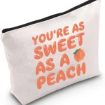 TSOTMO Peach Zipper Pouch Peach Friendship Gift Women Peach Stuff Wish Cosmetic Bag Peaches Fruit Theme Gift For Peach Lover, peach, Cosmetic Bag