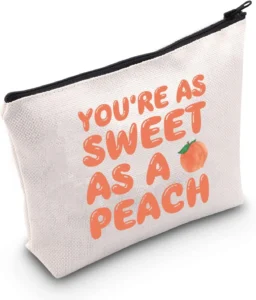 TSOTMO Peach Zipper Pouch Peach Friendship Gift Women Peach Stuff Wish Cosmetic Bag Peaches Fruit Theme Gift For Peach Lover, peach, Cosmetic Bag