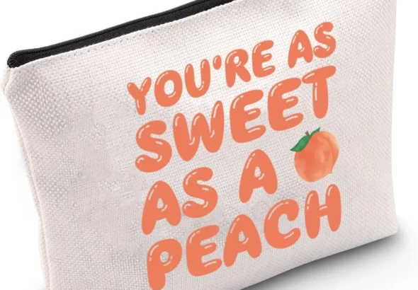 TSOTMO Peach Zipper Pouch Peach Friendship Gift Women Peach Stuff Wish Cosmetic Bag Peaches Fruit Theme Gift For Peach Lover, peach, Cosmetic Bag