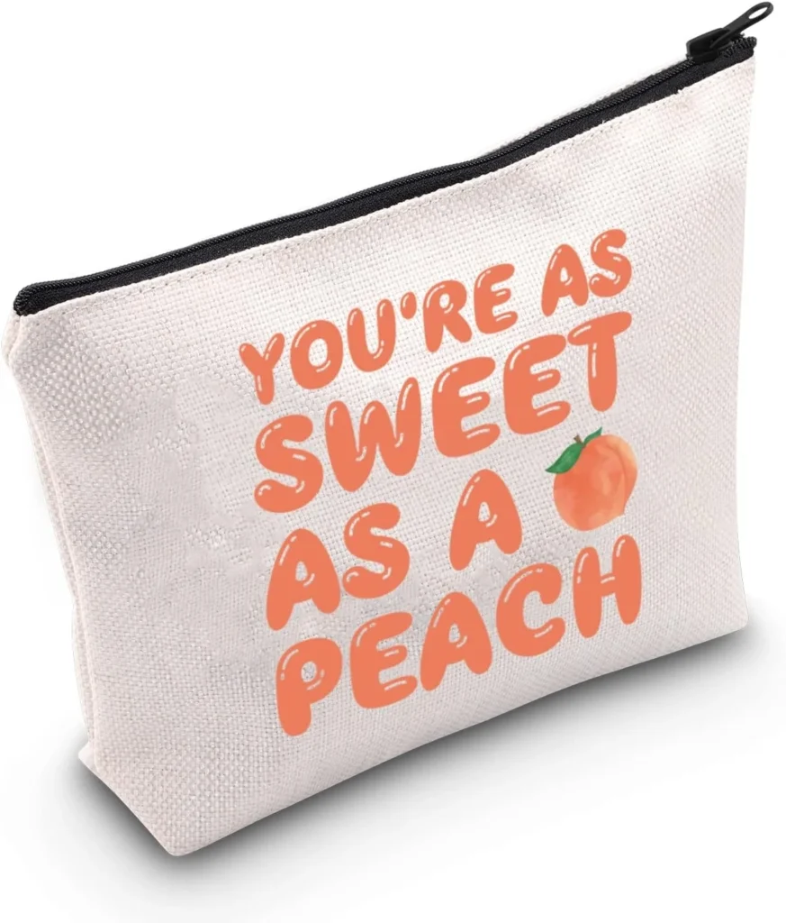 TSOTMO Peach Zipper Pouch Peach Friendship Gift Women Peach Stuff Wish Cosmetic Bag Peaches Fruit Theme Gift For Peach Lover, peach, Cosmetic Bag