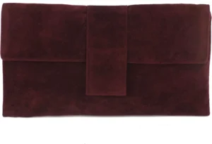 Burgundy Faux Suede Clutch Bag for Wedding & Party