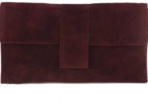 Burgundy Faux Suede Clutch Bag for Wedding & Party