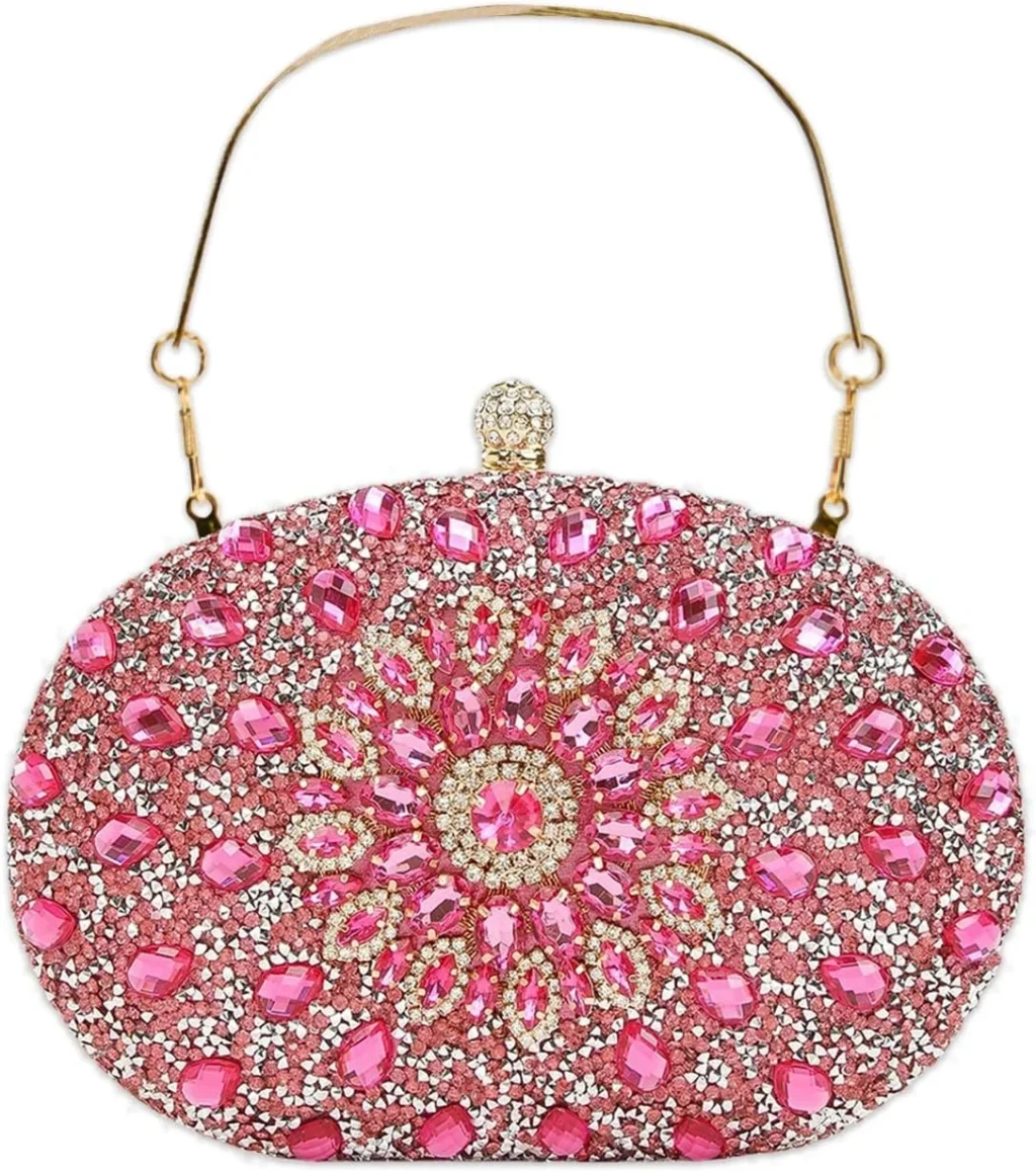 Rhinestone Evening Bag for Women Wedding Rose