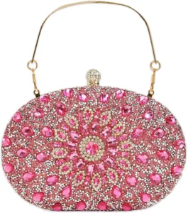 Rhinestone Evening Bag for Women Wedding Rose