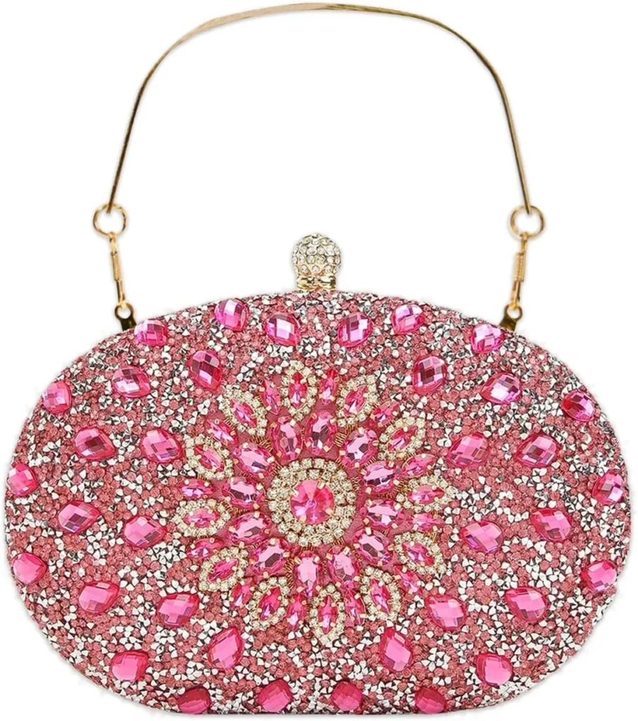 Rhinestone Evening Bag for Women Wedding Rose