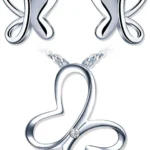 Yumilok Butterfly Jewellery Set 925 Sterling Silver Stud Earrings Necklace Set for Girls