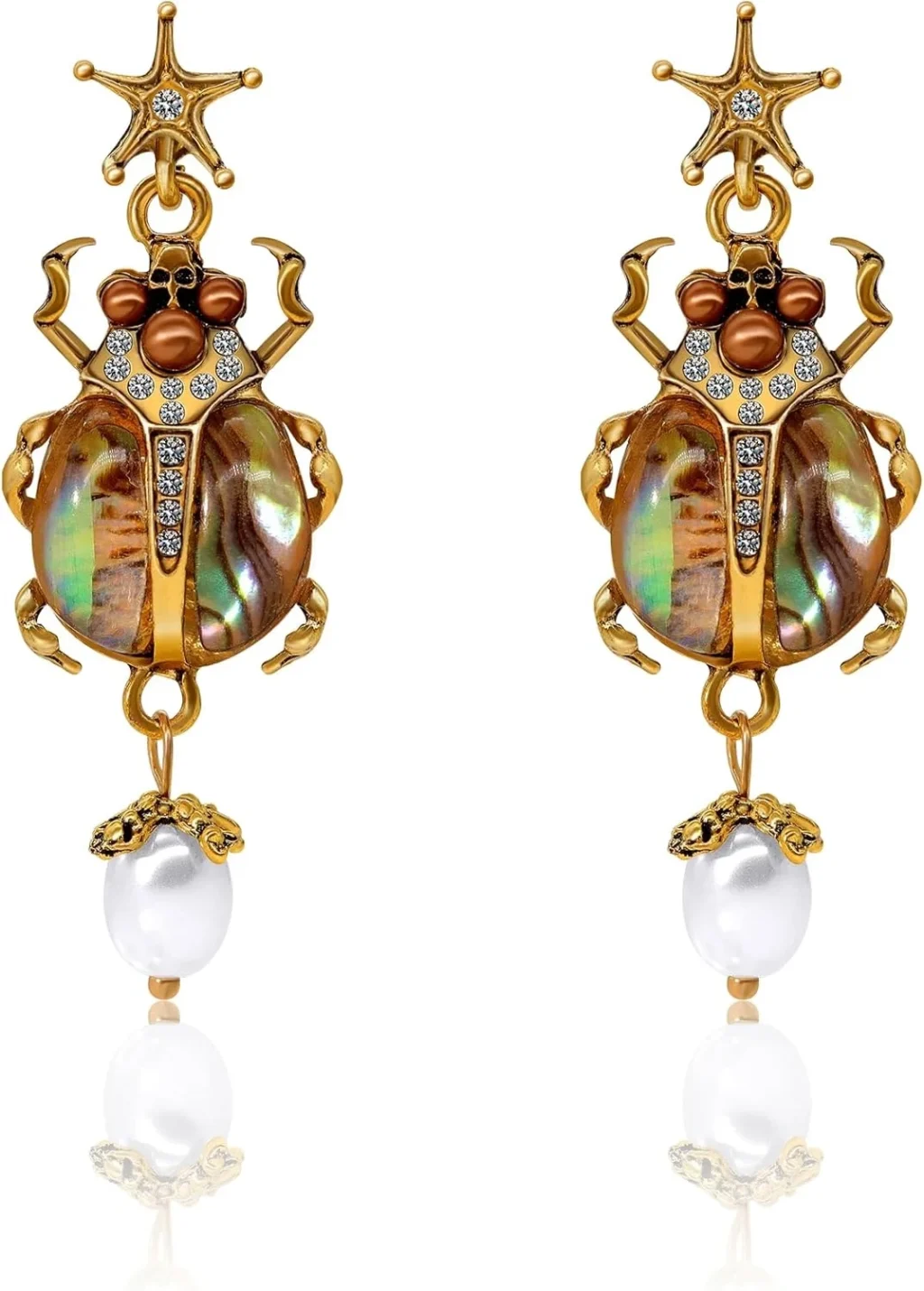 Vintage Beetle Drop Earrings in Goth Style