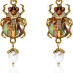 Vintage Beetle Drop Earrings in Goth Style