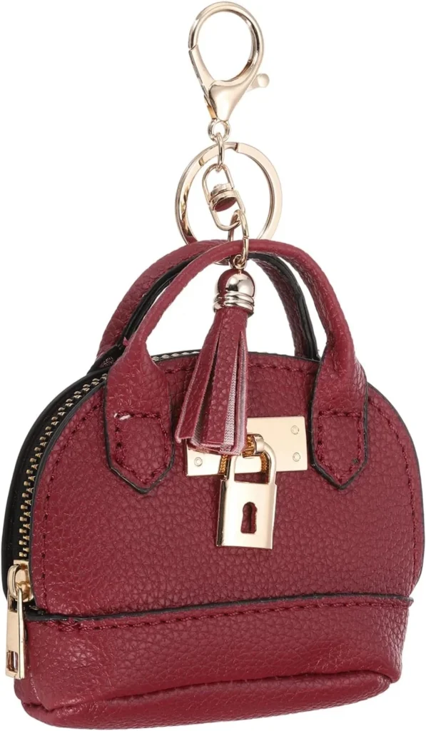 Mini Tote Bag Keychain PU Leather Coin Purse Gift for Women