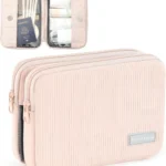 Rectangle Double Detachable Cosmetic Organizer, Clear Side Panel Portable Travel Pouches & Brushes Case for Beauty & Tech Accessories, Gift for Women