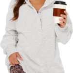 Gacaky Womens Oversized Sweatshirts Casual Button Henley Neck Long Sleeve Pullover Fleece Loose Fit Fall Tops Fashion Outfits