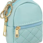 PATIKIL Mini Backpack Cute Cosmetic Bag for Women, PU Leather Creative Pendant Keychain Coin Purse for Makeup Key Card Data Cable Organizer, Blue