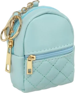 PATIKIL Mini Backpack Cute Cosmetic Bag for Women, PU Leather Creative Pendant Keychain Coin Purse for Makeup Key Card Data Cable Organizer, Blue