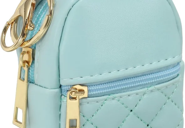 PATIKIL Mini Backpack Cute Cosmetic Bag for Women, PU Leather Creative Pendant Keychain Coin Purse for Makeup Key Card Data Cable Organizer, Blue