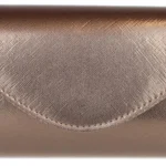 Girly Handbags Womens Faux Leather Metallic Plain Clutch Bag