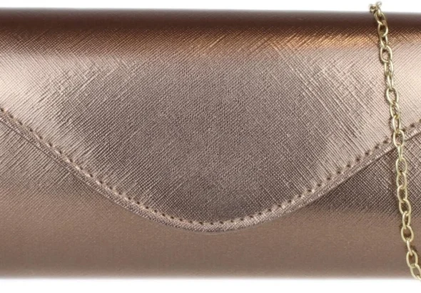 Girly Handbags Womens Faux Leather Metallic Plain Clutch Bag