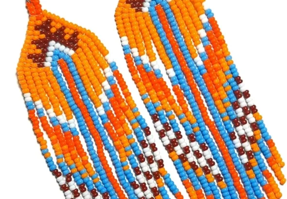 Seed Bead Earrings Native American Style Glass Handmade