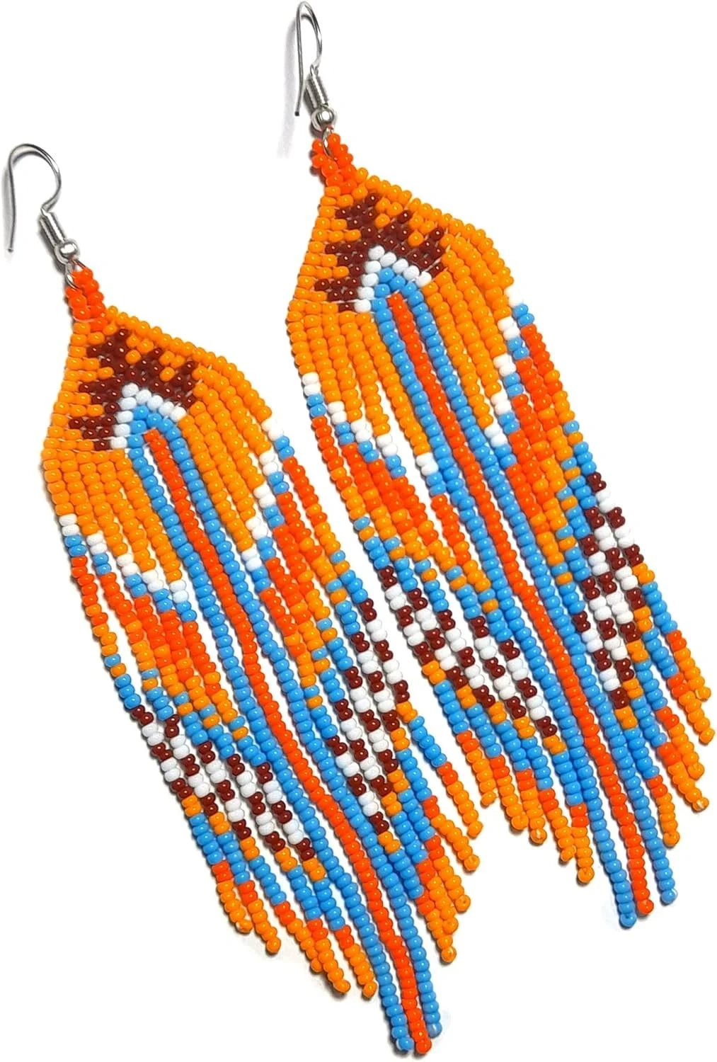 Seed Bead Earrings Native American Style Glass Handmade