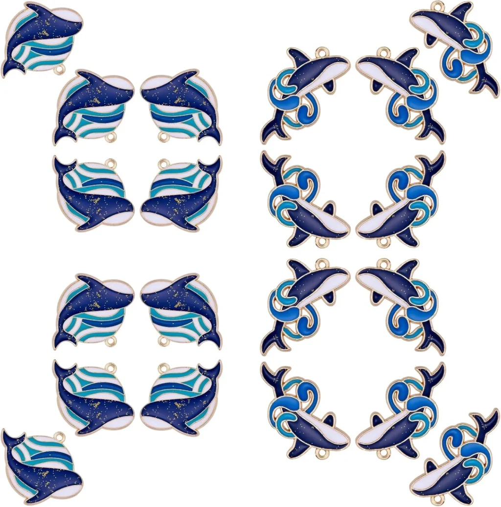 20 Pieces Whale Enamel Charm Pendant Blue Whales Fish Charm Sea Animal Pendant for Jewelry Necklace Bracelet Earring Making Crafts