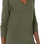 Amazon Essentials Women's Regular Fit Lightweight Long-Sleeved V-Neck Tunic Jumper (Available in Plus Size), Dark Olive, M