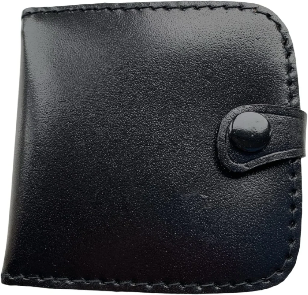 Lorenz Men's Leather Square Tray Coin Purse with Section for Notes - Black