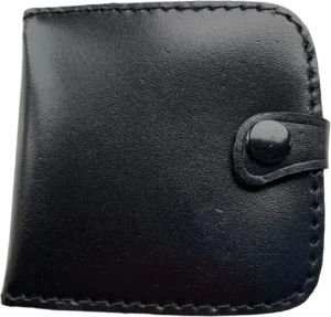 Lorenz Men's Leather Square Tray Coin Purse with Section for Notes - Black
