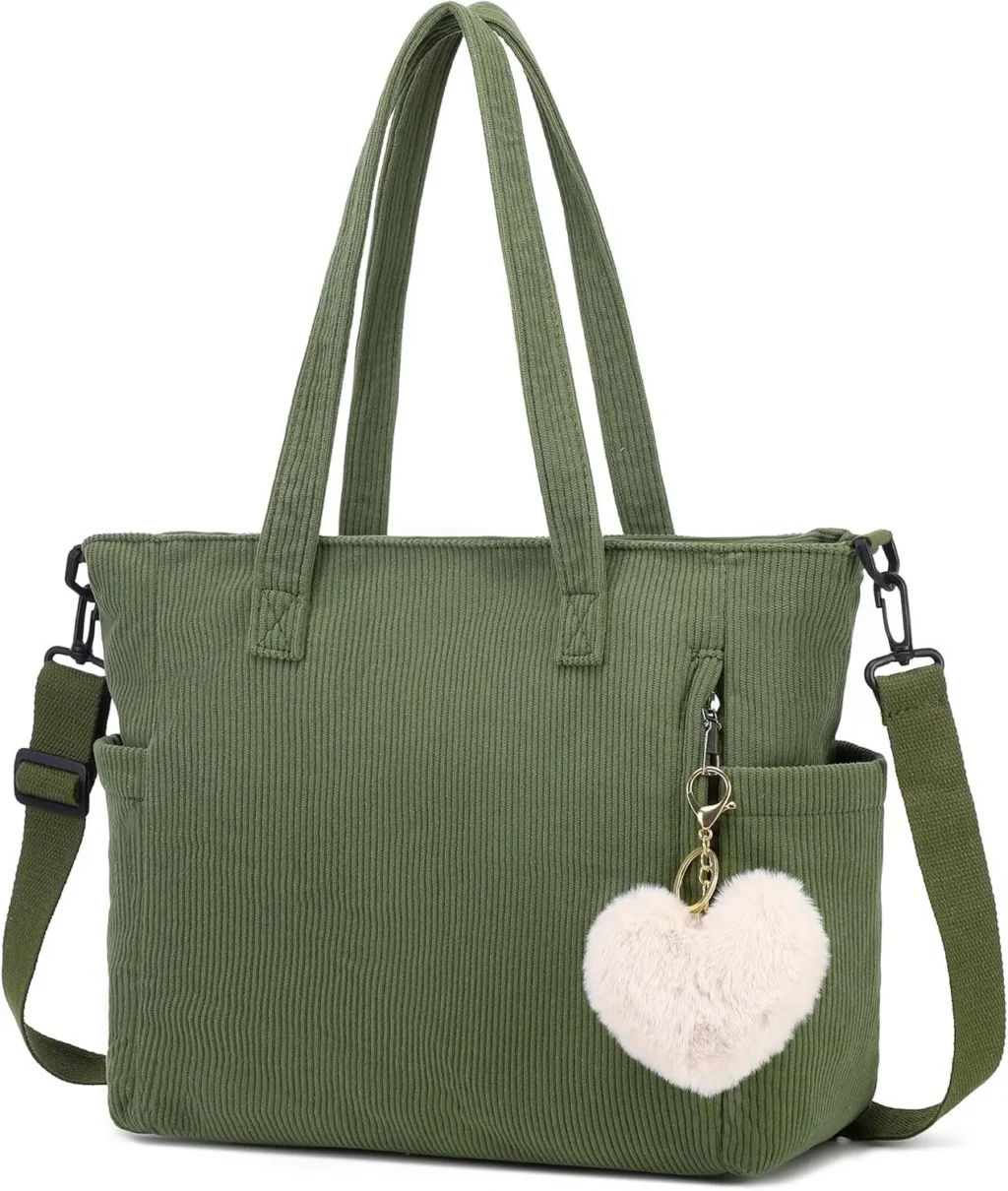 Corduroy Tote Bag for Women, Convertible by Makukke