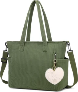 Corduroy Tote Bag for Women, Convertible by Makukke