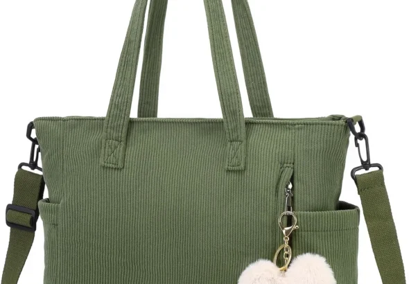 Corduroy Tote Bag for Women, Convertible by Makukke