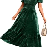 Women's Velvet Floral Maxi Dress for Fall Winter