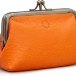 Genuine Leather Triple Frame Aubrey Purse by Yoshi (Orange)