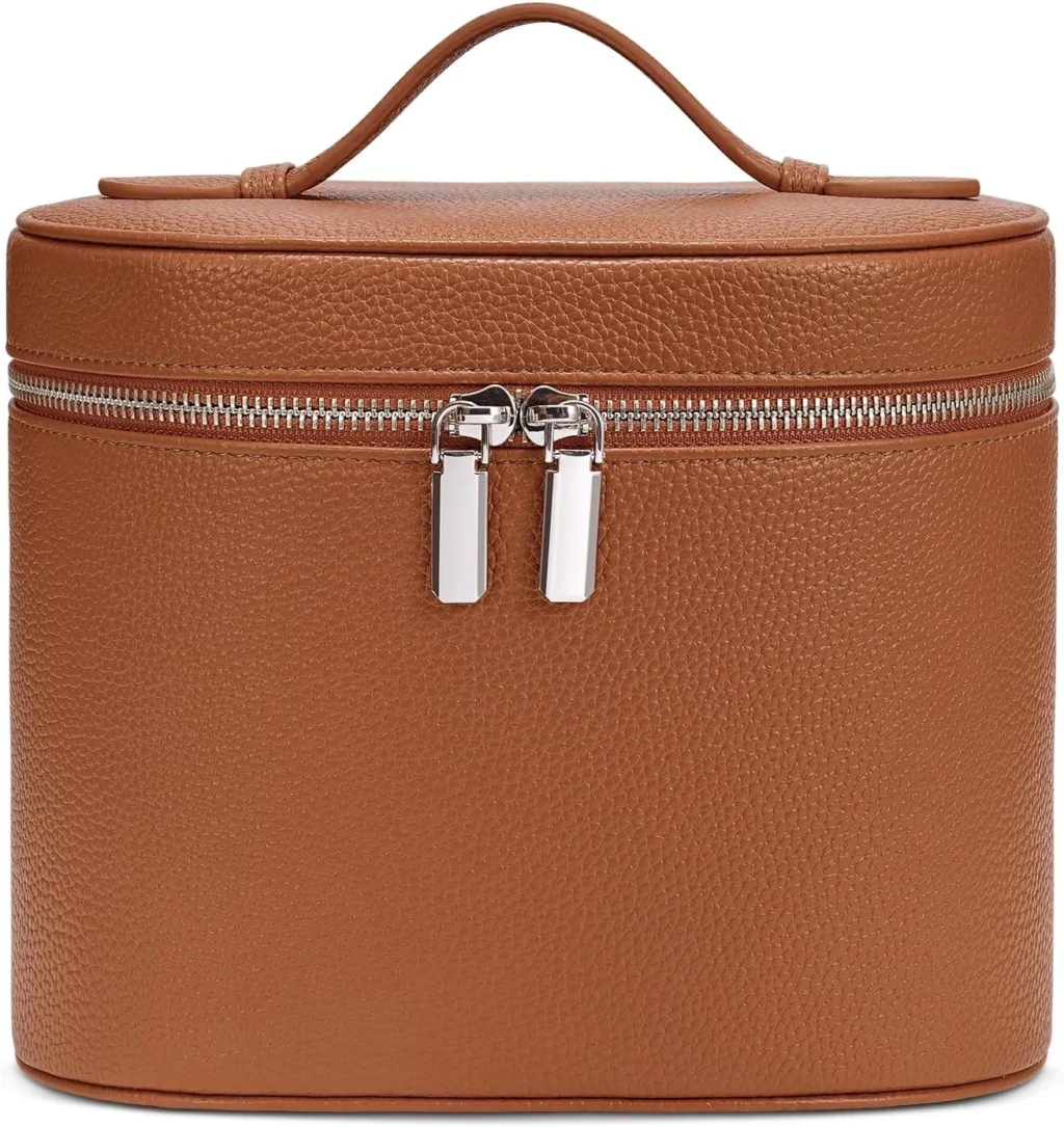 Travel Makeup Bag with Compartments and Handle