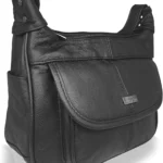 Quenchy London Leather Ladies Handbag, Soft Cowhide Leather Crossbody Shoulder Hand Bag 747K Black
