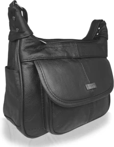 Quenchy London Leather Ladies Handbag, Soft Cowhide Leather Crossbody Shoulder Hand Bag 747K Black